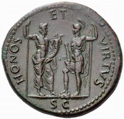 Sestertius - Galba HONOS ET VIRTVS S C; Honos and Virtus, Rome, 68-69 reverse image