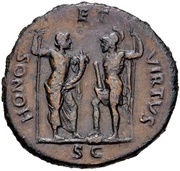 Sestertius - Galba HONOS ET VIRTVS S C; Honos and Virtus, Rome, 68-69 reverse image