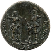 Sestertius - Galba HONOS ET VIRTVS S C; Honos and Virtus, Rome, 68-69 reverse image