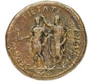 Sestertius - Galba SENATVS PIETATI AVGVSTI S C; Victory, Rome, 68-69 reverse image