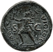 Sestertius - Vitellius MARS VICTOR S C; Mars and Victory, Rome, 69 reverse image