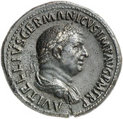 Sestertius - Vitellius PAX GER ROM S C; Roma and Victory obverse image