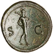 Sestertius - Vitellius S C; Mars, Rome, 69 reverse image