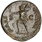 Sestertius - Vitellius MARS VICTOR S C; Mars and Victory, Rome, 69 reverse image