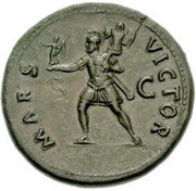 Sestertius - Vitellius MARS VICTOR S C; Mars and Victory, Rome, 69 reverse image