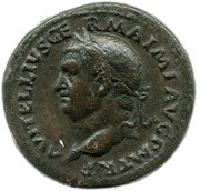 Sestertius - Vitellius S C; Mars obverse image