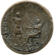 Sestertius - Vitellius ANNONA AVG S C; Ceres, Rome, 69 reverse image