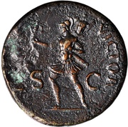 Sestertius - Vitellius MARS VICTOR S C; Mars and Victory, Rome, 69 reverse image