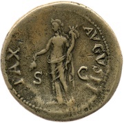 Sestertius - Vespasian PAX AVGVSTI S C; Pax, Rome, 70 reverse image
