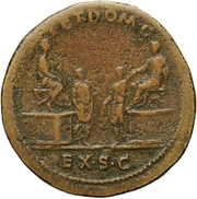 Sestertius - Vespasian, Titus, and Domitian T ET DOM C EX S C, Rome, 70 reverse image