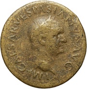 Sestertius - Vespasian ROMA ET AVGVSTVS COS ITERVM TRIBVN POT S C; Roma and Victory obverse image