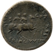 Sestertius - Vespasian, Titus, and Domitian T ET DOM CAESARES PRINC IVVEN S C, Rome, 71 reverse image