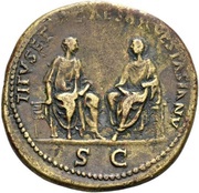 Sestertius - Vespasian, Titus, and Domitian TITVS ET D CAESAR VESPASIANVS S C, Rome, 71 reverse image