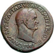 Sestertius - Vespasian DEVICTA IVDAEA S C; Victory and Judaea obverse image