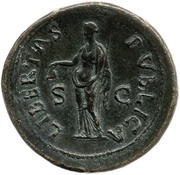 Sestertius - Vespasian LIBERTAS PVBLICA S C; Libertas, Rome, 71 reverse image