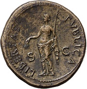 Sestertius - Vespasian LIBERTAS PVBLICA S C; Libertas, Rome, 71 reverse image