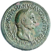Sestertius - Vespasian MARS VICTOR S C; Mars obverse image