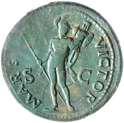 Sestertius - Vespasian MARS VICTOR S C; Mars, Rome, 71 reverse image