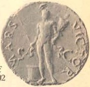 Sestertius - Vespasian MARS VICTOR S C; Mars, Rome, 71 reverse image
