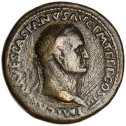 Sestertius - Vespasian PAX AVG S C; Pax and Minerva obverse image