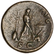 Sestertius - Vespasian PAX AVG S C; Pax and Minerva, Rome, 71 reverse image