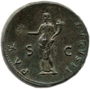 Sestertius - Vespasian PAX AVGVSTI S C; Pax, Rome, 71 reverse image