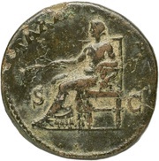 Sestertius - Vespasian PAX AVGVSTI S C; Pax, Rome, 71 reverse image