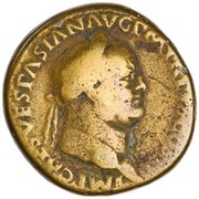 Sestertius - Vespasian ROMA S C; Roma and Victory obverse image