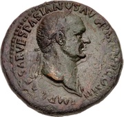 Sestertius - Vespasian ROMA S C; Roma and Victory obverse image