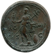 Sestertius - Vespasian ROMA S C; Roma and Victory, Rome, 71 reverse image