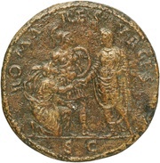Sestertius - Vespasian ROMA RESVRGES S C; Roma, Rome, 71 reverse image