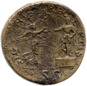 Sestertius - Vespasian SIGNIS RECEPTIS S C; Victory, Rome, 71 reverse image