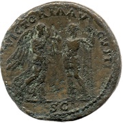 Sestertius - Vespasian VICTORIA AVGVSTI S C; Victory, Rome, 71 reverse image