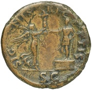 Sestertius - Vespasian SIGNIS RECEPTIS S C; Victory, Rome, 71 reverse image