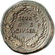Sestertius - Vespasian S P Q R OB CIV SER, Rome, 71 reverse image