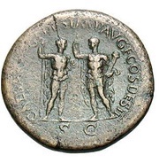 Sestertius - Vespasian, Titus, and Domitian CAESAR AVG F DES IMP AVG F COS DES II S C, Rome, 71 reverse image