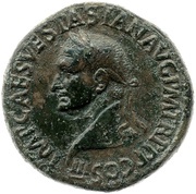 Sestertius - Vespasian, Titus, and Domitian CAESAR AVG F DES IMP AVG F COS DES IT S C obverse image