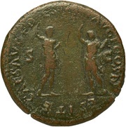 Sestertius - Vespasian, Titus, and Domitian CAES AVG F DES IMP AVG F COS DES ITE S C, Rome, 71 reverse image