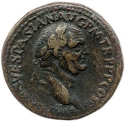 Sestertius - Vespasian, Titus, and Domitian CAES AVG F DESIG IMP AVG F COS DESIG ITE S C obverse image