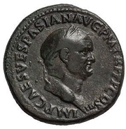 Sestertius - Vespasian, Titus, and Domitian CAES AVG F DES IMP AVG F COS DES ITER S C obverse image
