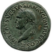 Sestertius - Vespasian FIDES EXERCITVVM S C obverse image