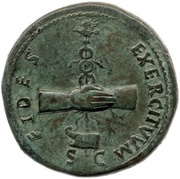 Sestertius - Vespasian FIDES EXERCITVVM S C, Rome, 71 reverse image