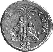 Sestertius - Vespasian IVDAEA CAPTA S C; Judaea, Rome, 71 reverse image