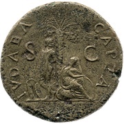 Sestertius - Vespasian IVDAEA CAPTA S C; Judaea, Rome, 71 reverse image