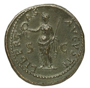 Sestertius - Vespasian LIBERTAS AVGVSTI S C; Libertas, Rome, 71 reverse image