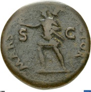 Sestertius - Vespasian MARS VICTOR S C; Mars and Victory, Rome, 71 reverse image