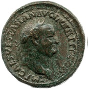 Sestertius - Vespasian MARS VICTOR S C; Mars obverse image