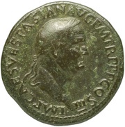 Sestertius - Vespasian MARS VICTOR S C; Mars obverse image