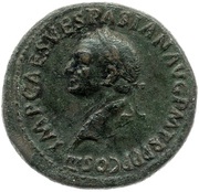 Sestertius - Vespasian MARS VICTOR S C; Mars obverse image