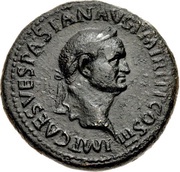 Sestertius - Vespasian PAX AVG S C; Pax and Minerva obverse image